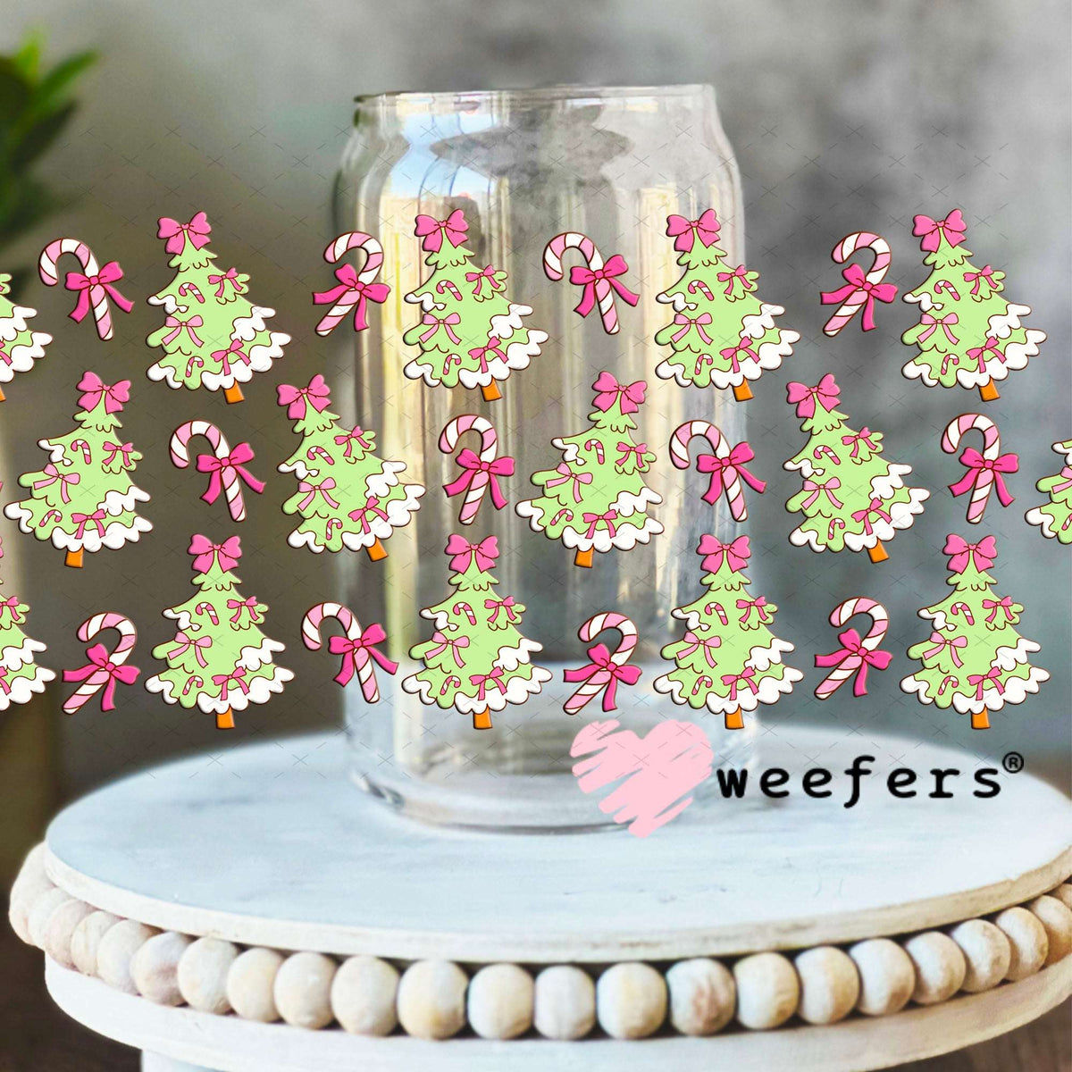 UV DTF Cup Wraps - Couquette Christmas 16oz Libbey Glass Original Size Weefers