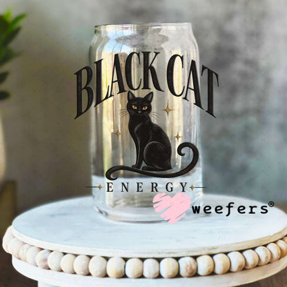 UV DTF Decal - Black Cat Energy 16oz Libbey Glass Original Size Weefers