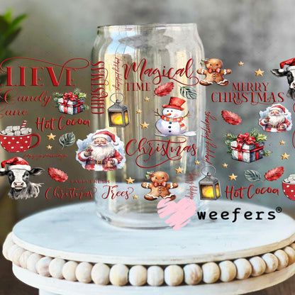 UV DTF Cup Wrap – USA Red White Blue Bows 16oz Libbey Glass Original Size Weefers
