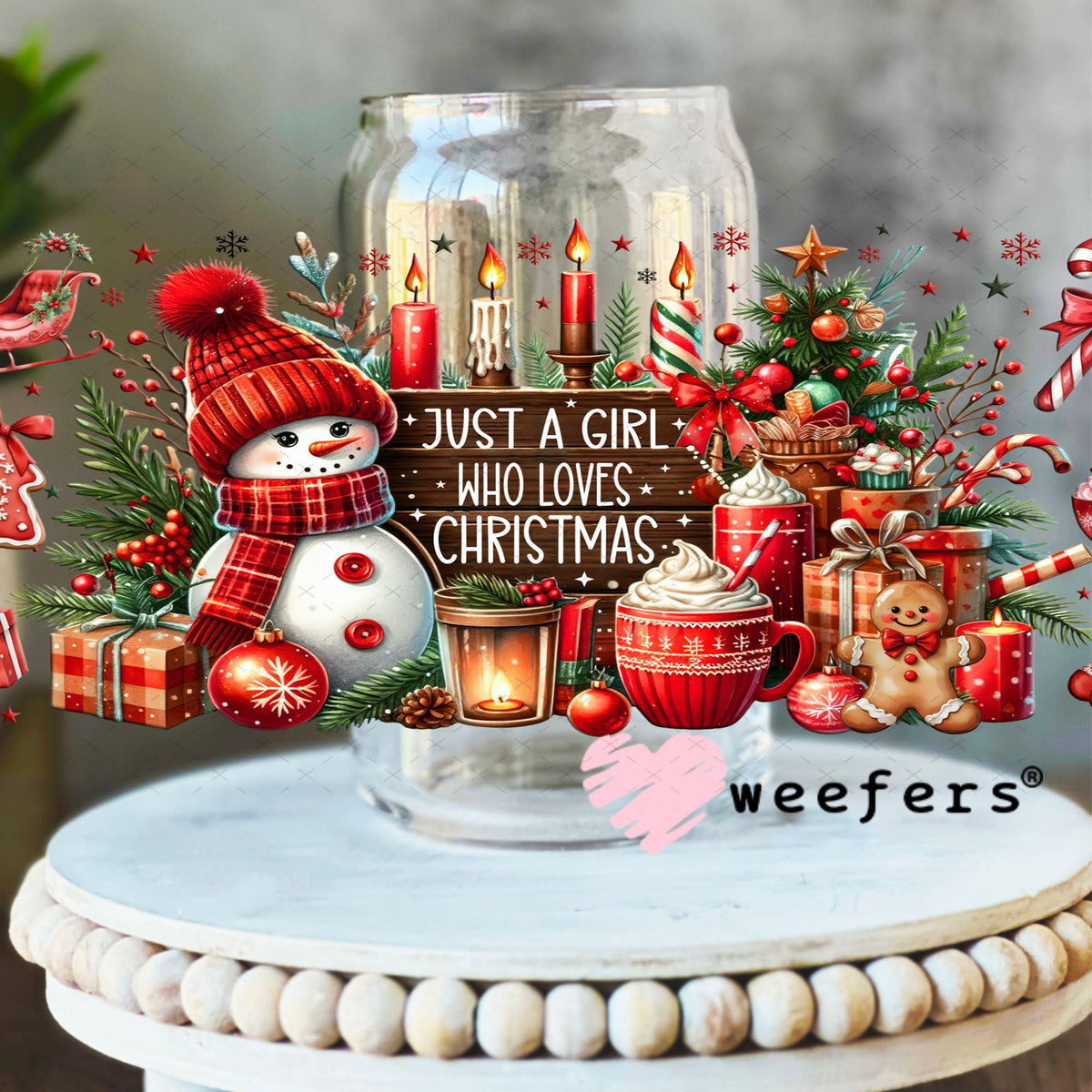 UV DTF Cup Wrap – USA Red White Blue Bows 16oz Libbey Glass Original Size Weefers