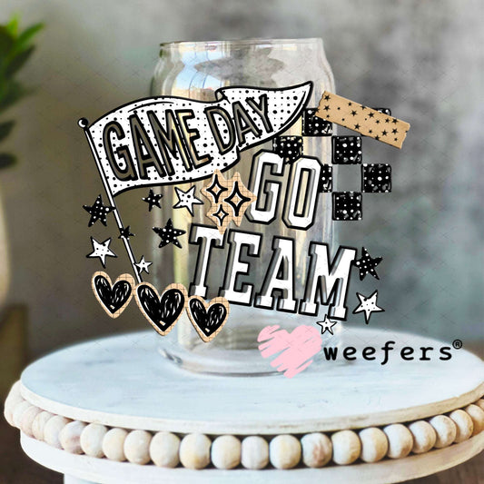 UV DTF Decal - Game Day Go Team 16oz Libbey Glass Original Size Weefers