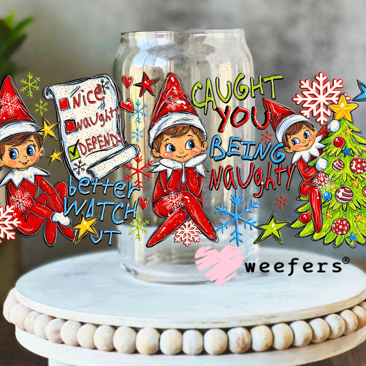 UV DTF Cup Wrap – USA Red White Blue Bows 16oz Libbey Glass Original Size Weefers