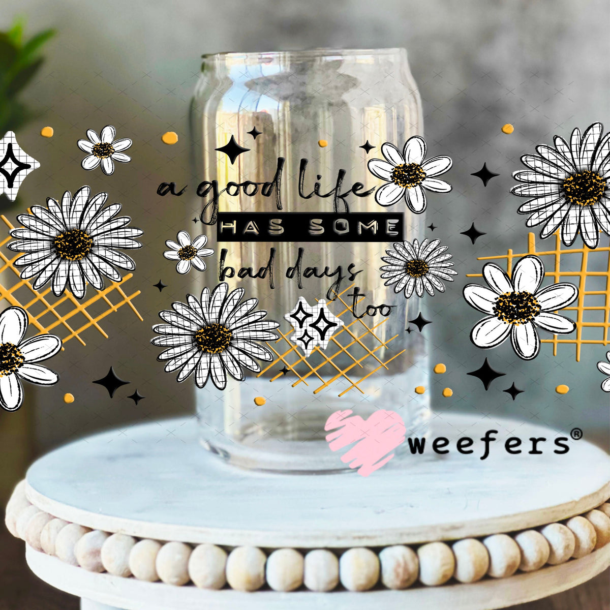 UV DTF Cup Wrap – USA Red White Blue Bows 16oz Libbey Glass Original Size Weefers