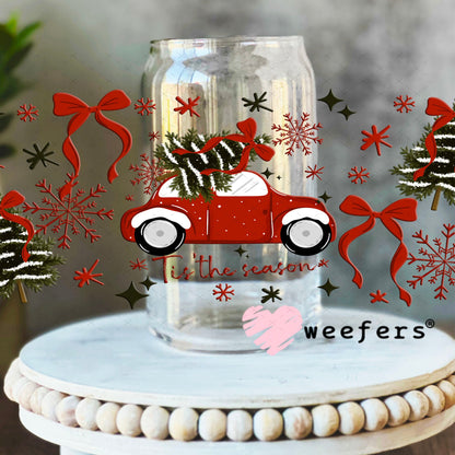 UV DTF Cup Wrap – USA Red White Blue Bows 16oz Libbey Glass Original Size Weefers