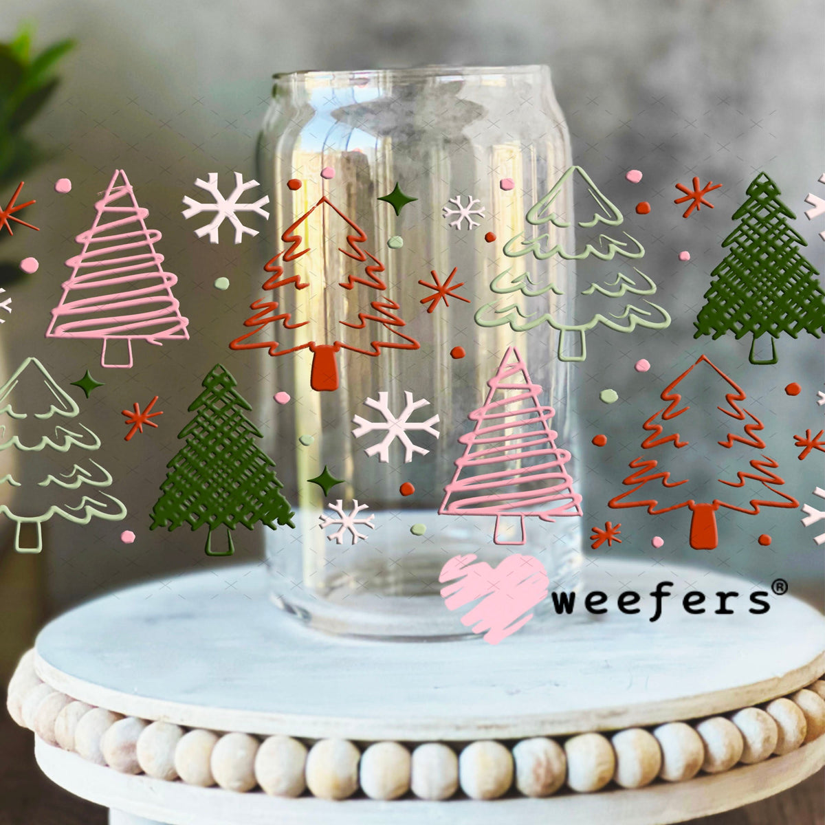 UV DTF Cup Wrap – USA Red White Blue Bows 16oz Libbey Glass Original Size Weefers