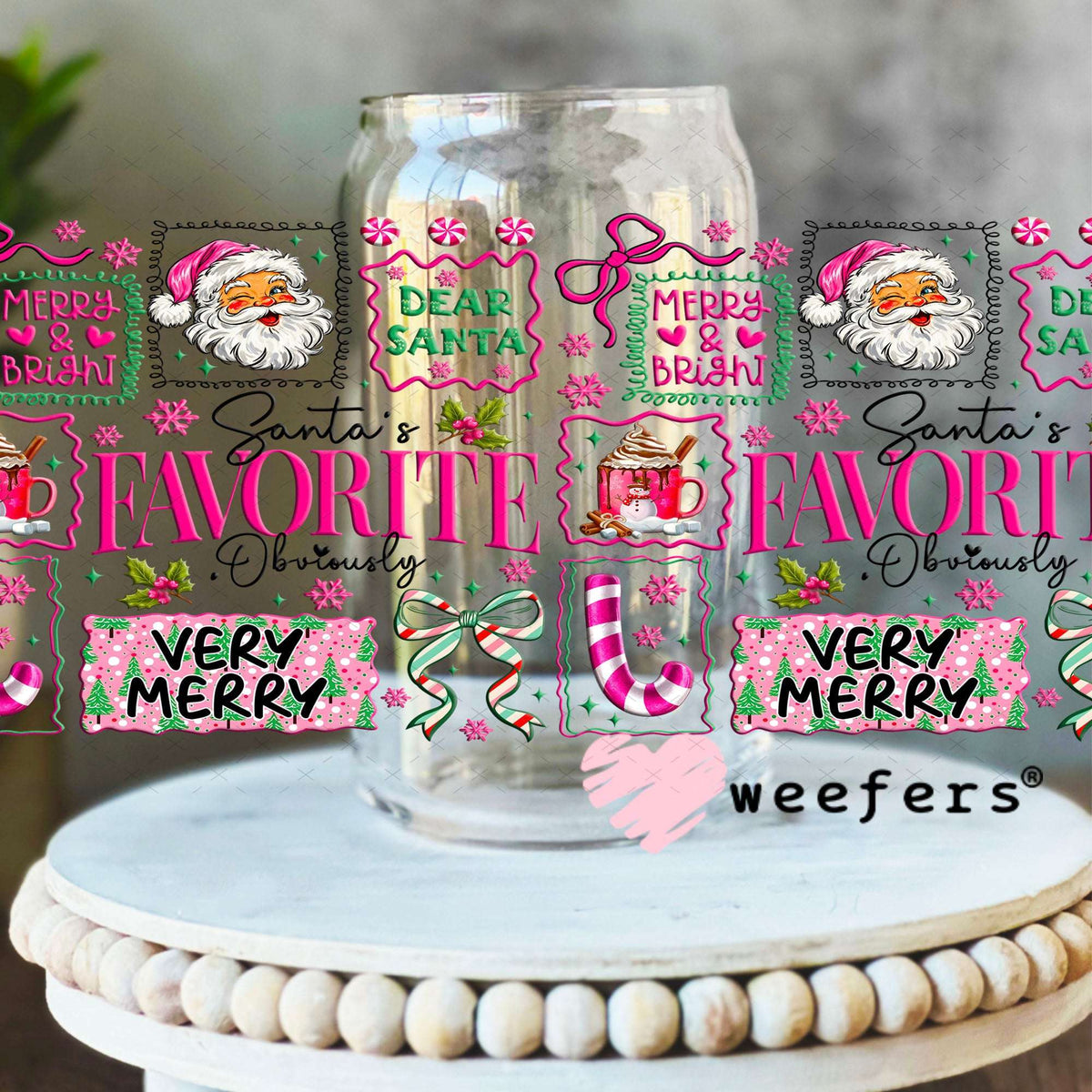 UV DTF Cup Wraps - Santa's Favorite 16oz Libbey Glass Original Size Weefers