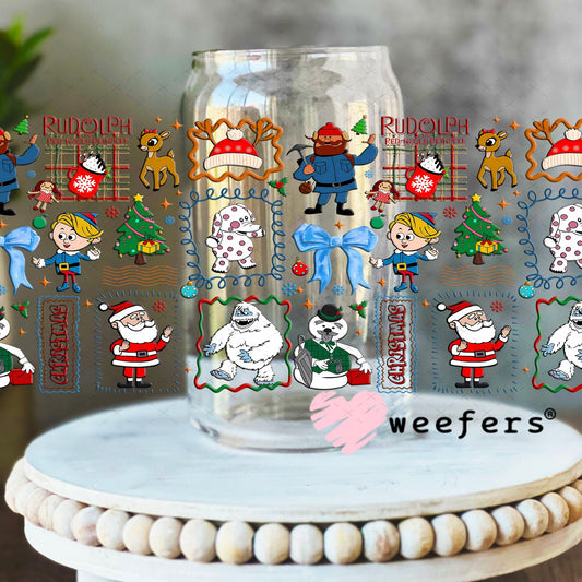 UV DTF Cup Wrap – USA Red White Blue Bows 16oz Libbey Glass Original Size Weefers