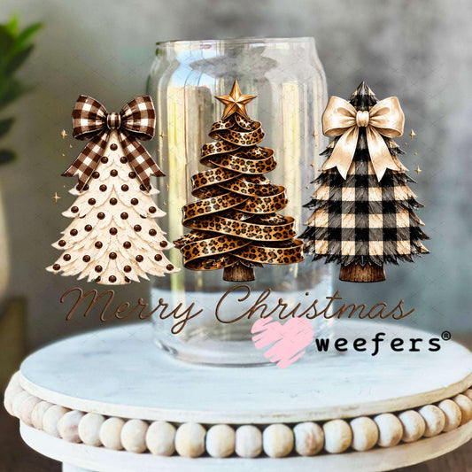 UV DTF Decal - Merry Christmas Rustic 16oz Libbey Glass Original Size Weefers