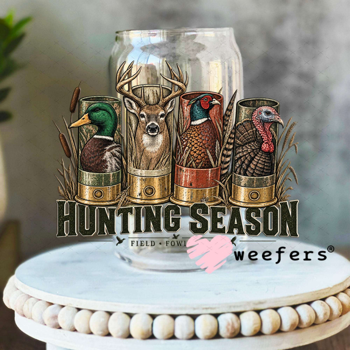 UV DTF Decal - Hunting Season 16oz Libbey Glass Original Size Weefers