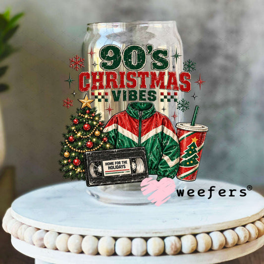 UV DTF Decal - 90's Christmas Vibes 16oz Libbey Glass Original Size Weefers