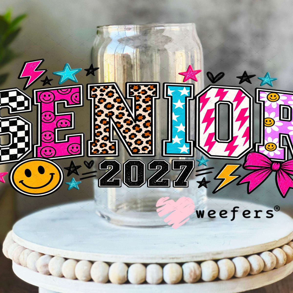 UV DTF Cup Wraps - Senior 2027 16oz Libbey Glass Original Size Weefers