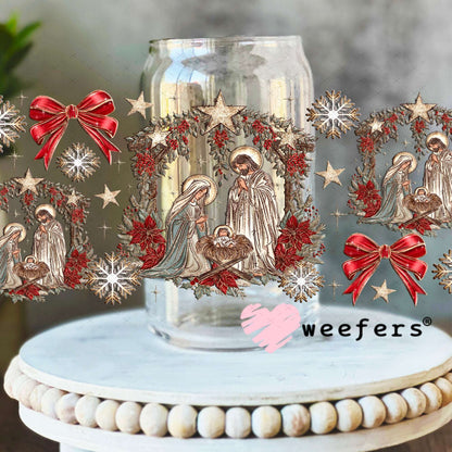 UV DTF Cup Wraps - Christmas Nativity 16oz Libbey Glass Original Size Weefers