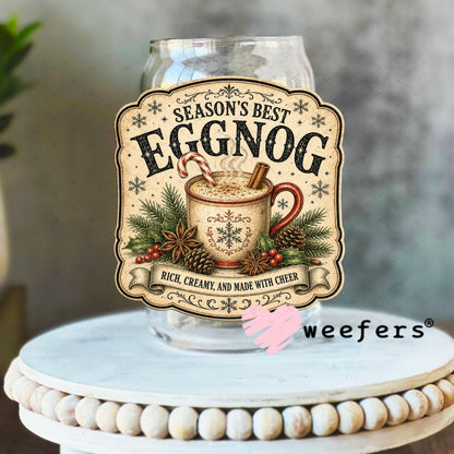 UV DTF Decal - Season's Best Eggnog 16oz Libbey Glass Original Size Weefers