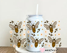 Load image into Gallery viewer, Brown Bees and Flowers UV DTF Cup Wrap - Weefers
