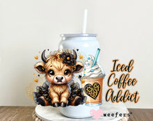 Load image into Gallery viewer, Iced Coffee Addict Bougee Highlander Cow UV DTF Cup Wrap - Weefers
