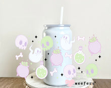 Load image into Gallery viewer, Skulls, Ghosts and Bones Halloween UV DTF Cup Wrap - Weefers
