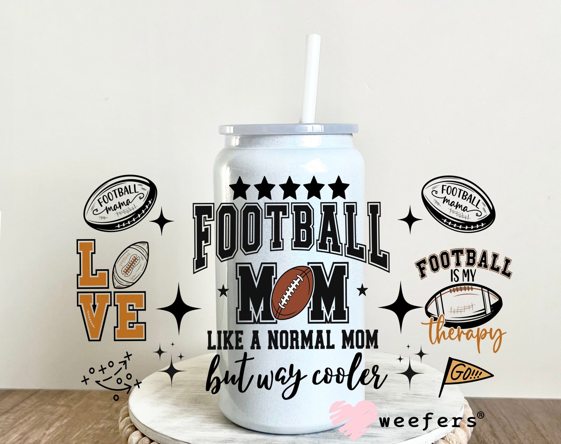 Football Mom Loud and Proud UV DTF Cup Wrap - Weefers