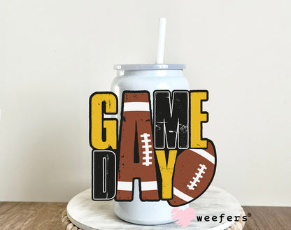 Game Day Football Brown Yellow and Black UV DTF Decal - Weefers