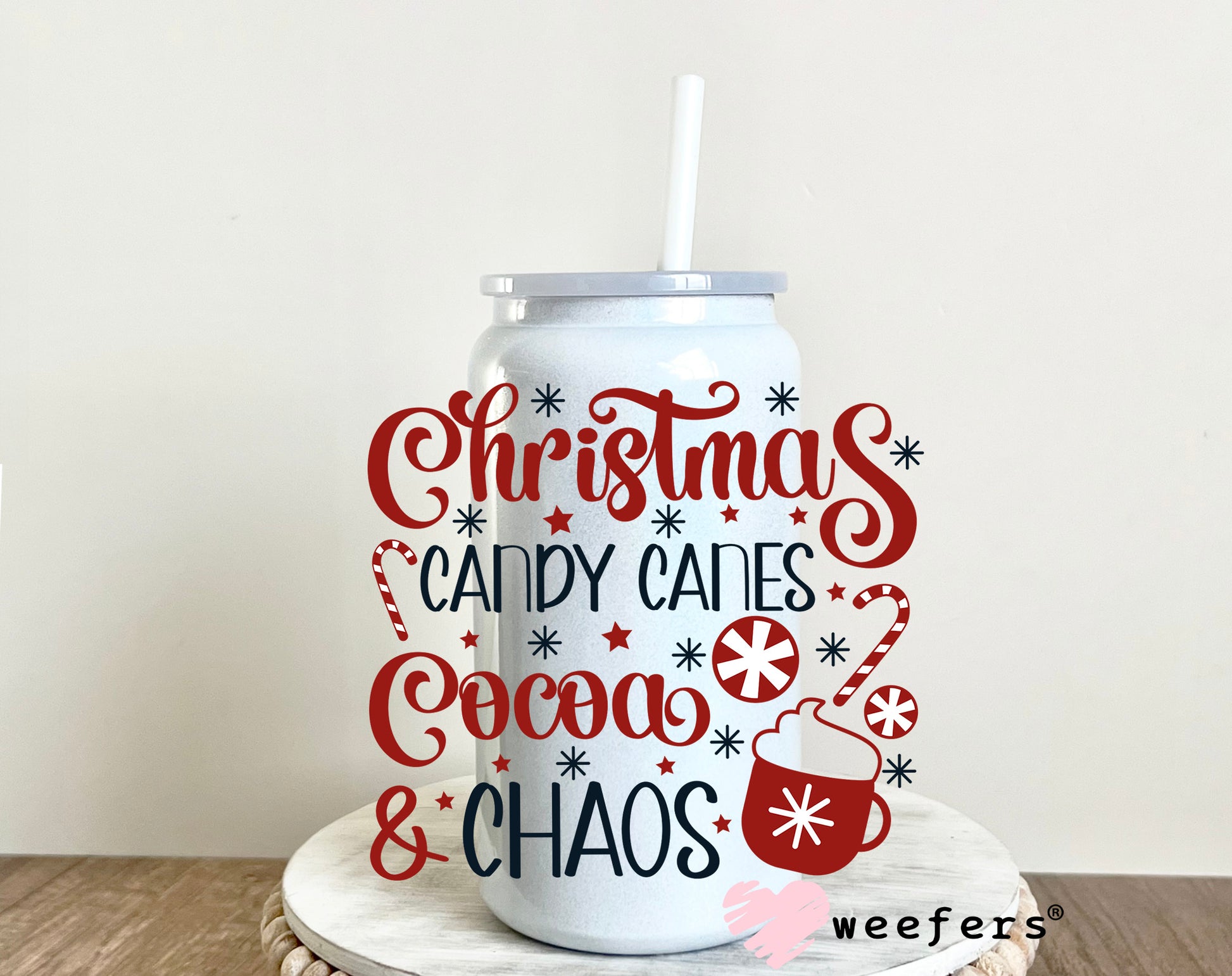 Christmas Candy Canes Cocoa Chaos UV DTF Decal - Weefers