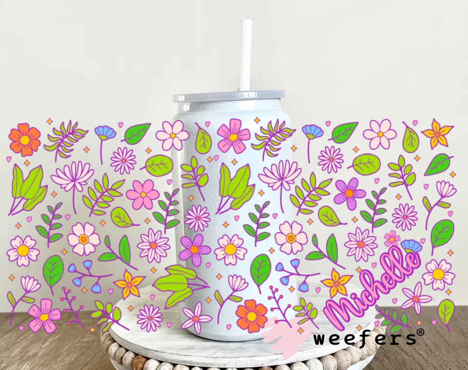 Personalized Name Spring Flower Blooms UV DTF Cup Wrap