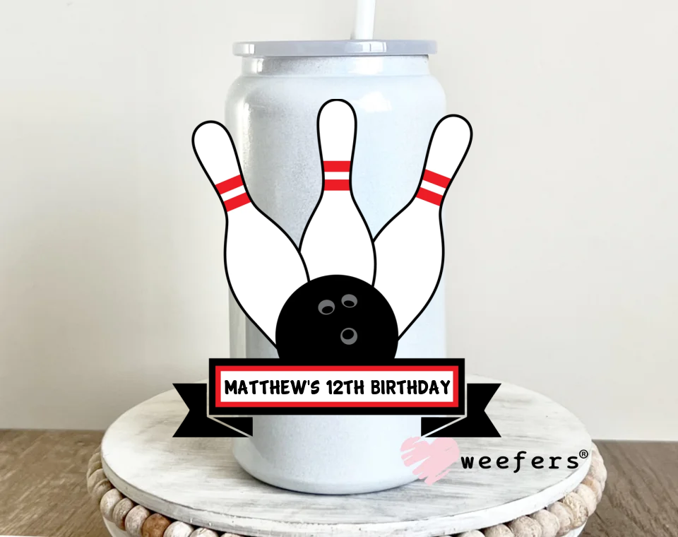 Personalized Name Bowling Birthday UV DTF Decal