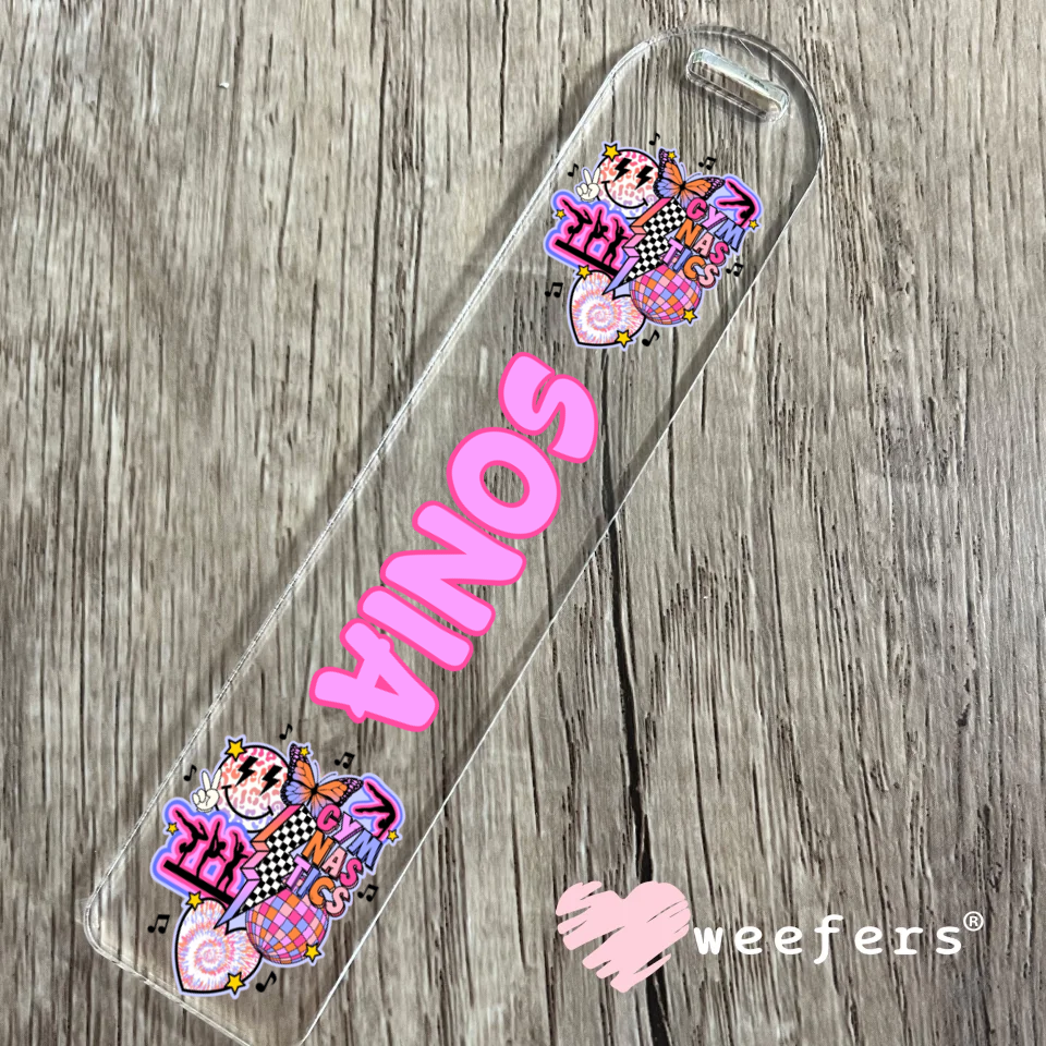 Personalized Name Retro Gymnastics UV DTF Bookmark Decal