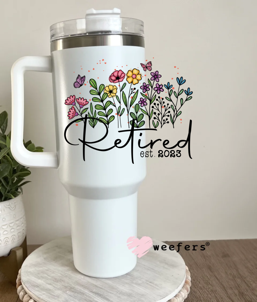 Personalized Year Retired Wild Flowers UV DTF Decal - Weefers