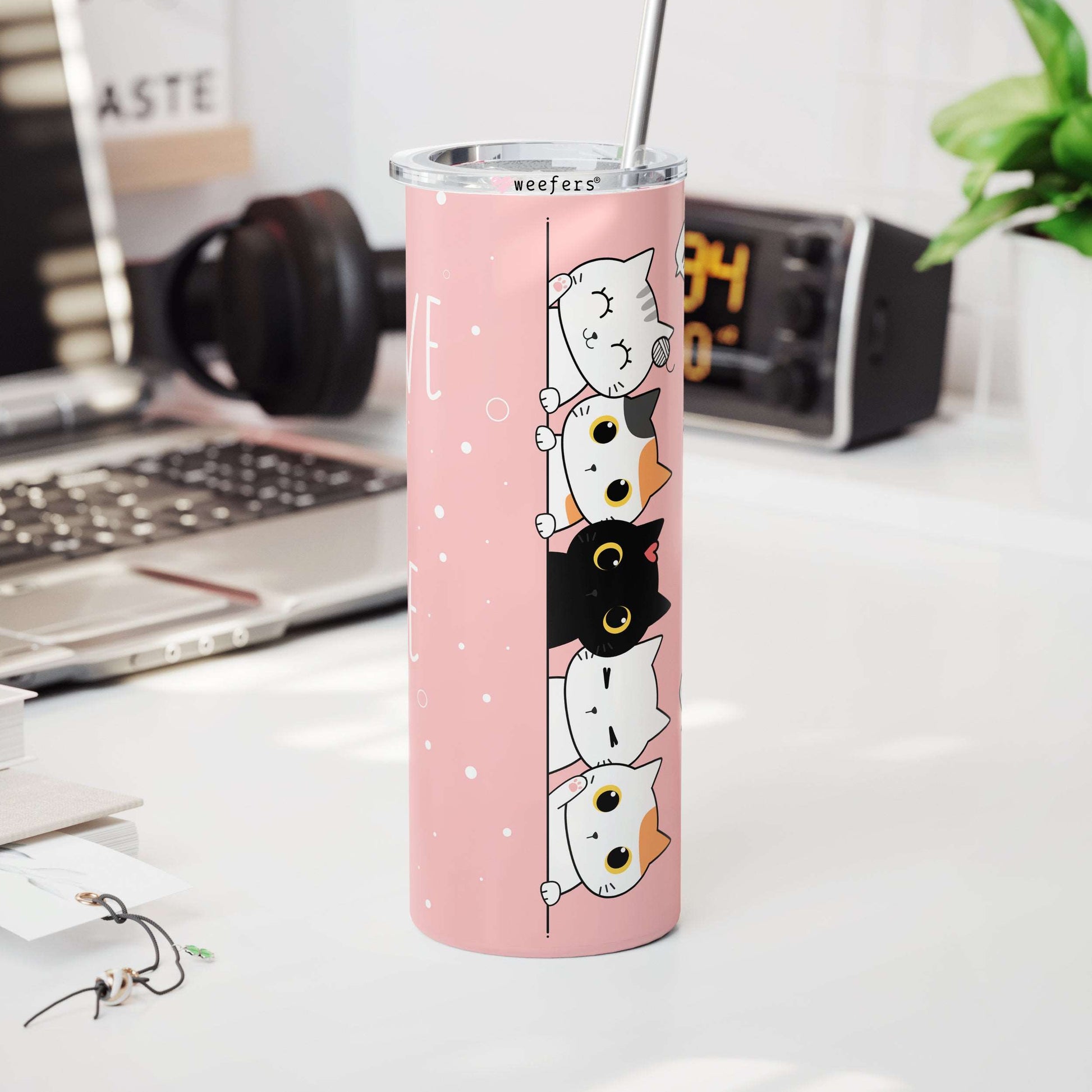 20oz Skinny Tumbler Wrap - Kitty Cats Have a Nice Day - Weefers