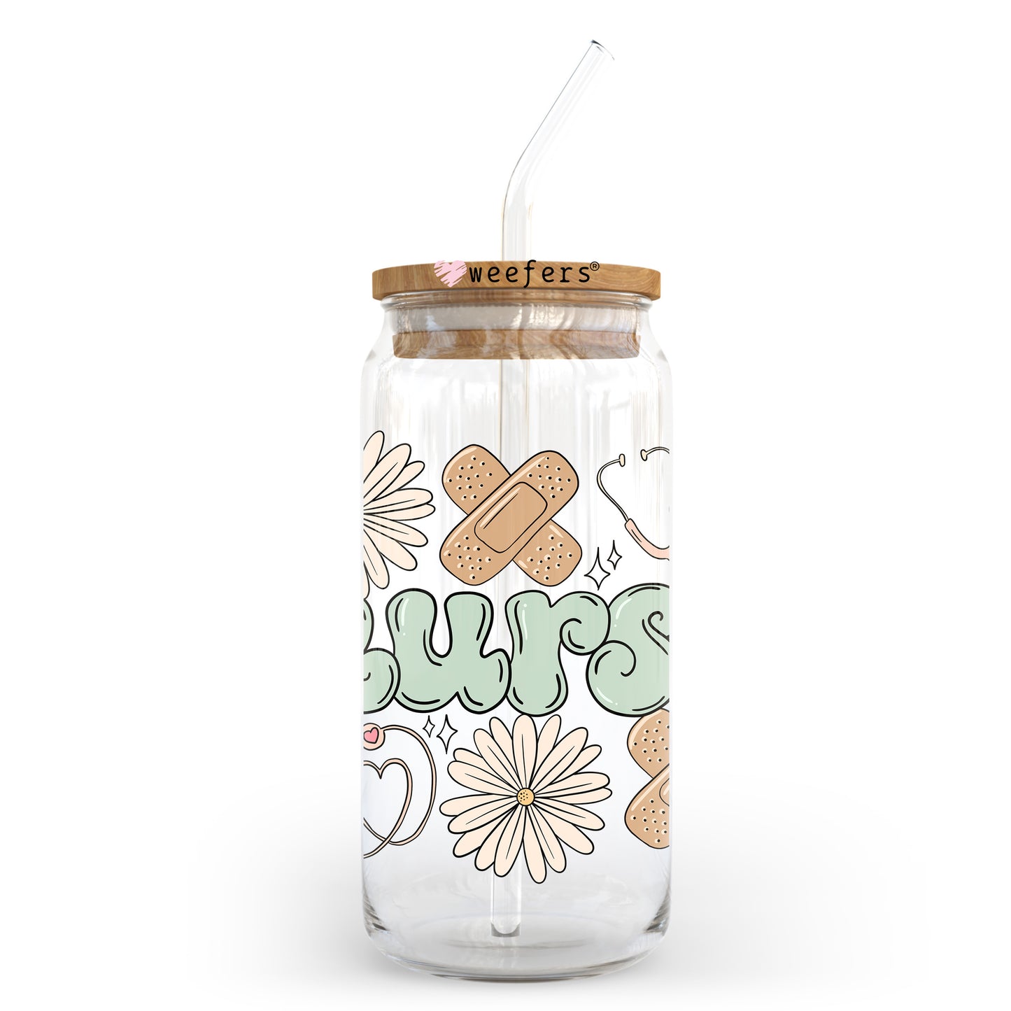 Nurse Earth Tones 20oz Libbey Glass Can, 34oz Hip Sip, 40oz Tumbler, 24oz Cold Cup UV DTF or Sublimation Decal Transfer - Weefers