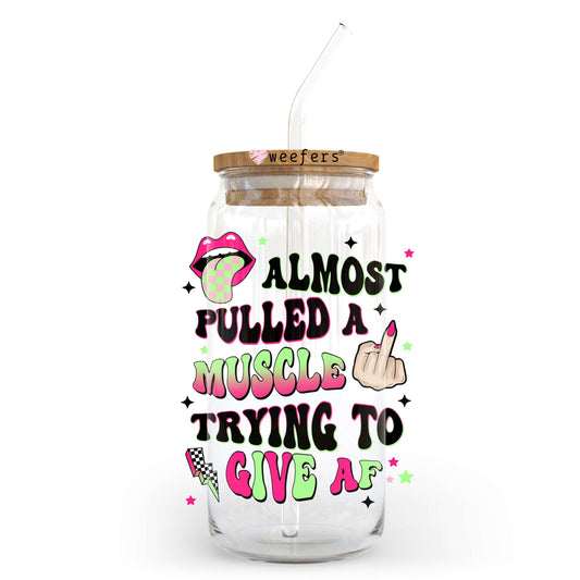 Almost Pulled a Muscle Trying to Give AF 20oz Libbey Glass Can UV DTF or Sublimation Wrap - Decal Transfer Weefers