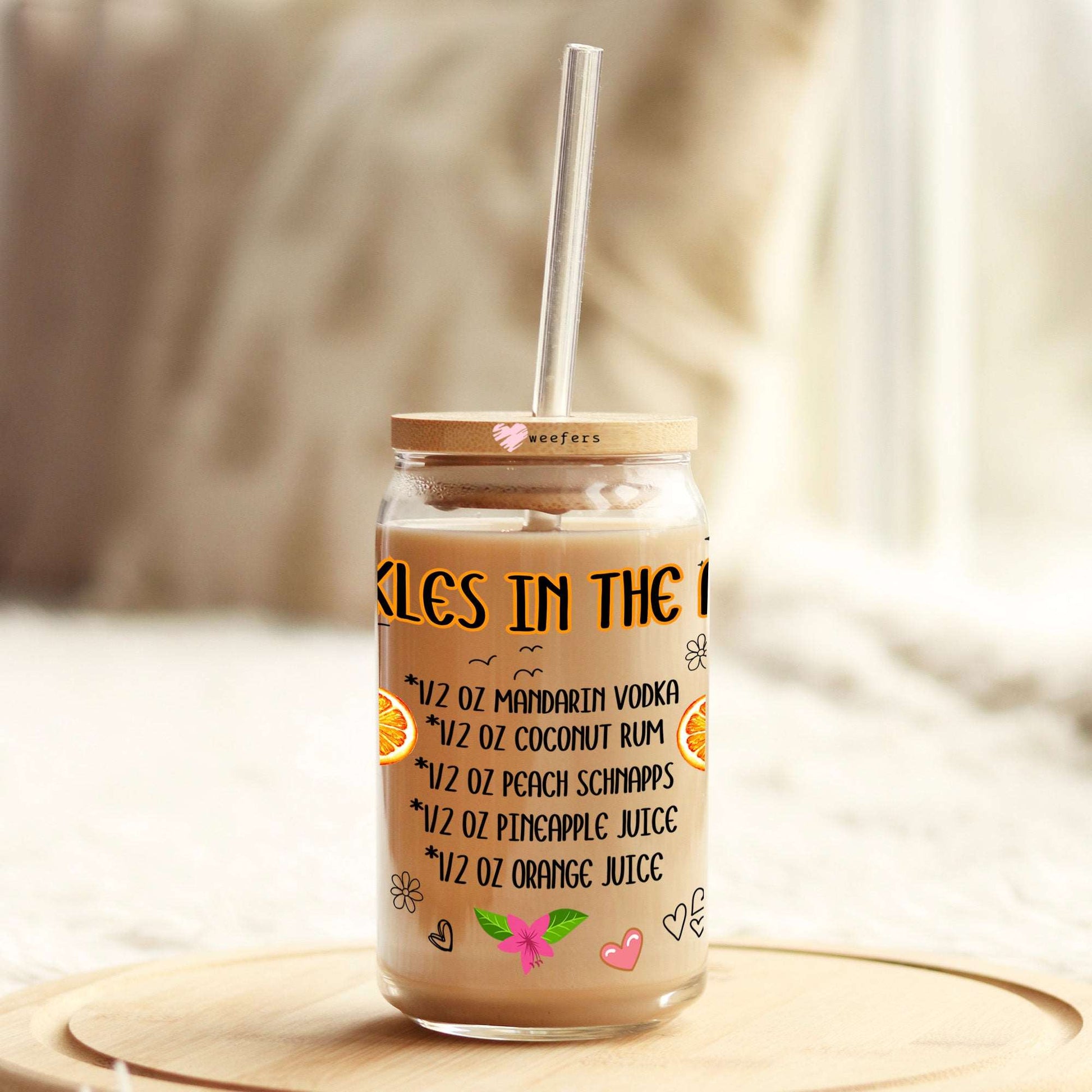 Ankles in the Air Drink Recipe 16oz Libbey Glass Can UV DTF or Sublimation Wrap Transfer - Weefers