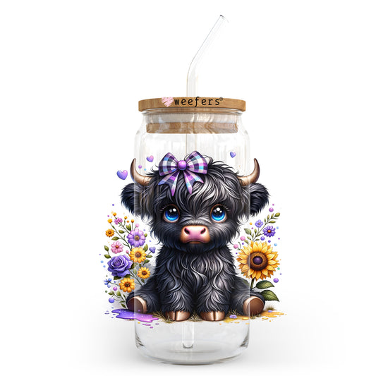 Baby Black Highlander Cow 20oz Libbey Glass Can, 34oz Hip Sip, 40oz Tumbler, 24oz Cold Cup UV DTF or Sublimation Decal Transfer - Weefers