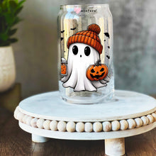 Load image into Gallery viewer, Ghost With Orange Coffee 16oz Libbey Glass Can UV DTF Decal Transfer - Weefers
