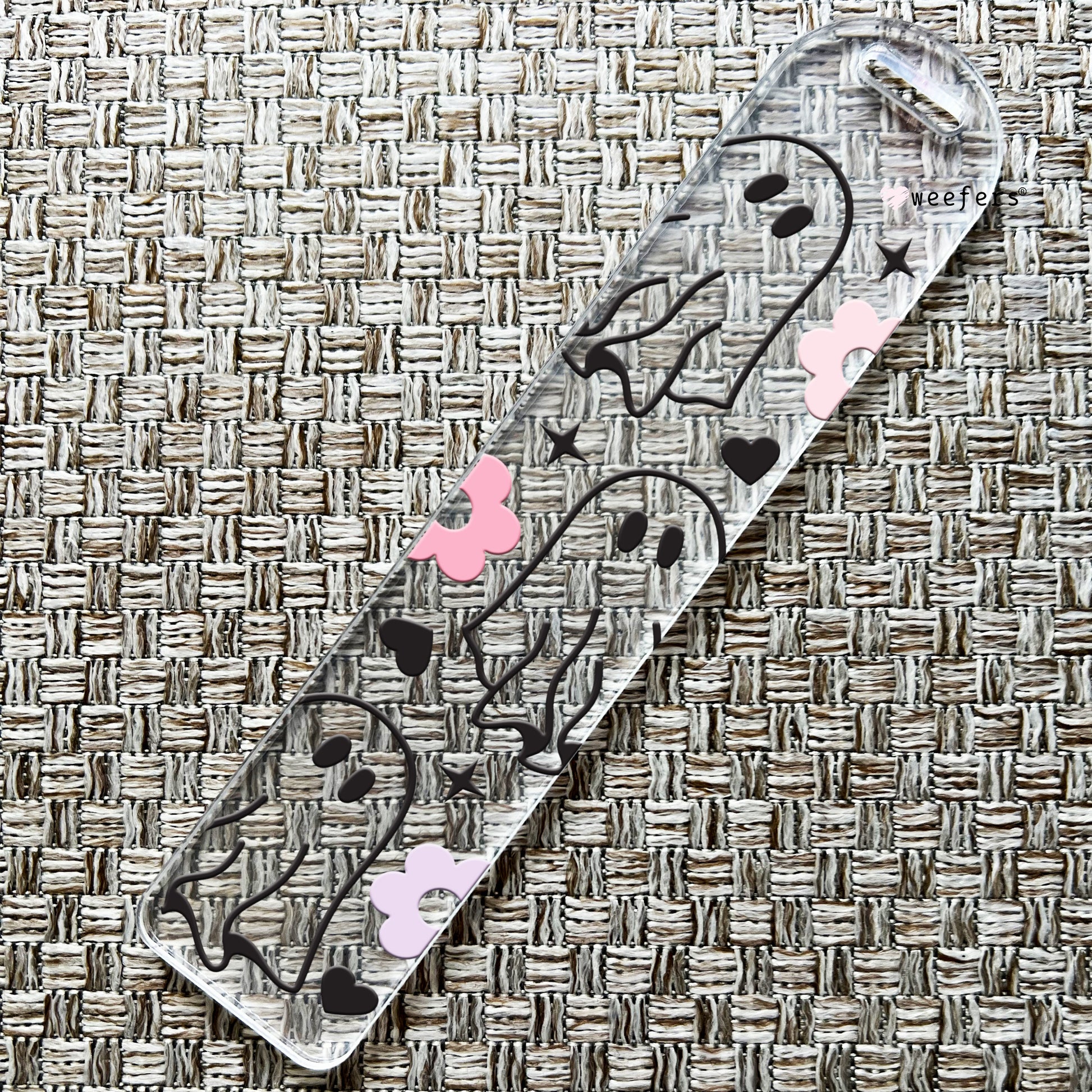 Pink and Purple Ghosts Floral Bookmark UV DTF Decal - Weefers