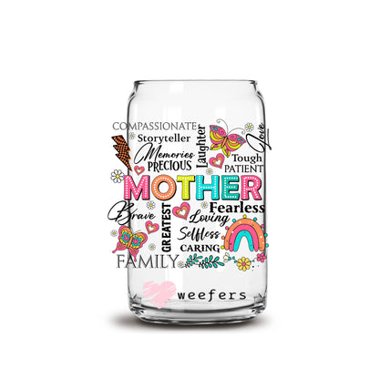 Mother Affirmations Rainbows 16oz Libbey Glass Can UV DTF or Sublimation Wrap - Decal Transfer - Weefers