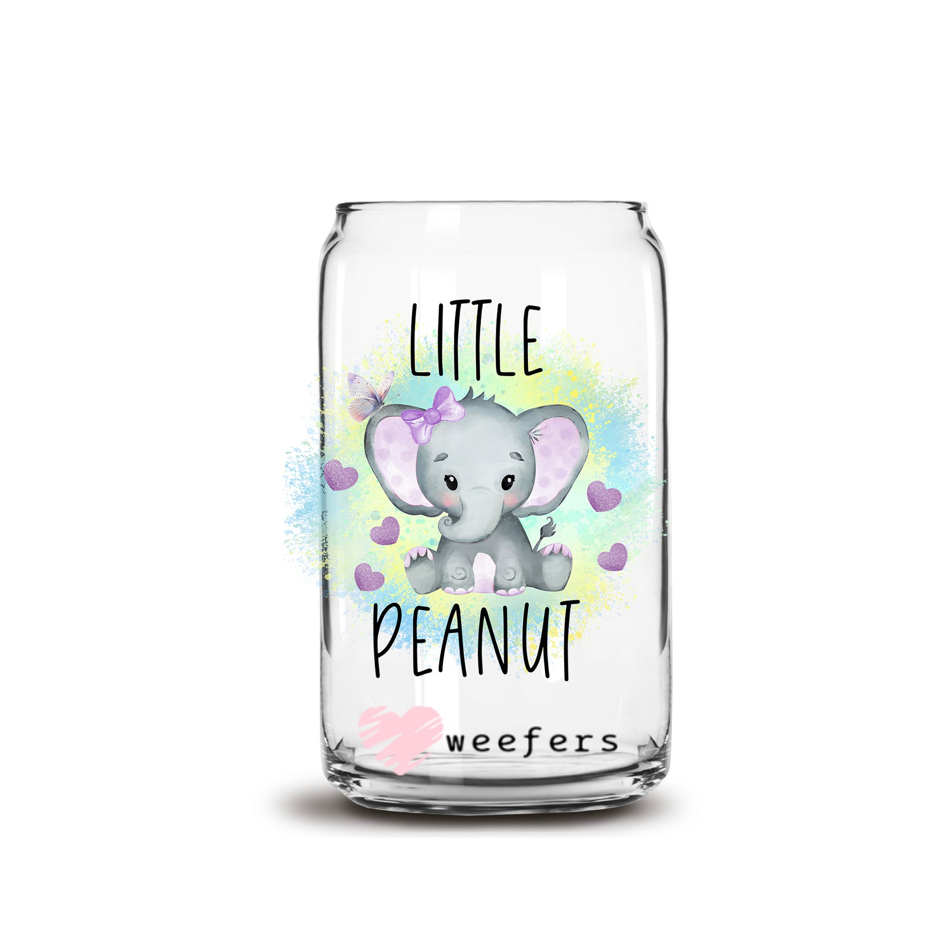 Little Peanut Elephant 16oz Libbey Glass Can UV DTF or Sublimation Wrap - Decal Transfer - Weefers