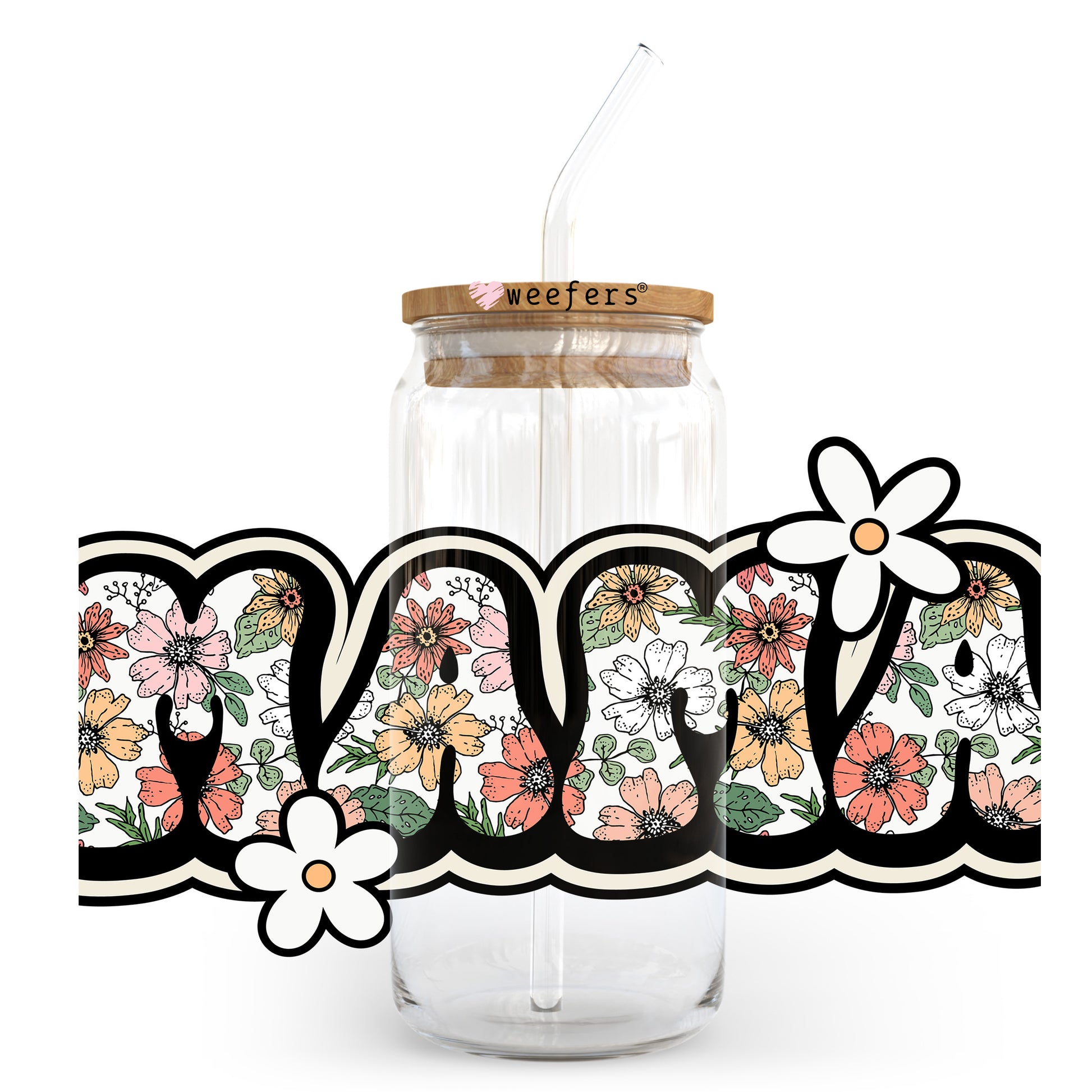 Mama Florals 20oz Libbey Glass Can UV DTF or Sublimation Wrap - Decal Transfer - Weefers