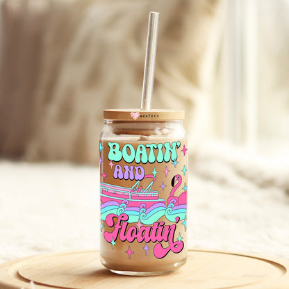 Boatin' and Floatin' 16oz Libbey Glass Can UV DTF or Sublimation Wrap Decal Transfer - Weefers