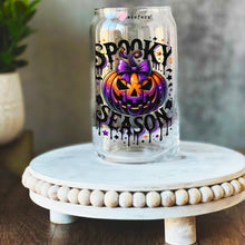 Load image into Gallery viewer, Spooky Season Scary Pumpkin 16oz Libbey Glass Can UV DTF Decal Transfer - Weefers
