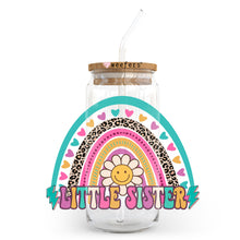 Load image into Gallery viewer, a glass jar with a straw in it and a little sister sticker on the
