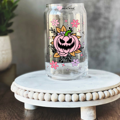 Purple Jack-O-Lantern 16oz Libbey Glass Can UV DTF or Sublimation Wrap - Transfer - Weefers