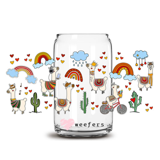 Busy Doing Llama Stuff 16oz Libbey Glass Can UV DTF or Sublimation Wrap - Transfer - Weefers