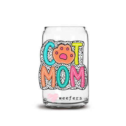 Cat Mom Paw 16oz Libbey Glass Can UV DTF or Sublimation Wrap - Decal Transfer - Weefers