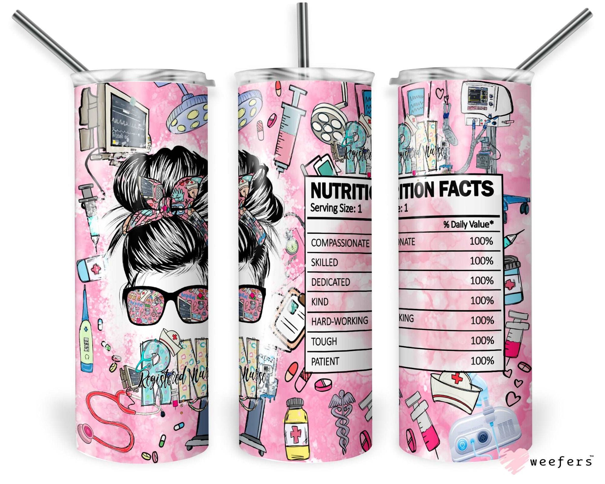 20oz Skinny Tumbler Wrap - Nurse Nutritional Facts - Weefers