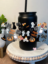 Load image into Gallery viewer, Halloween Cats Ghosts and Witches Oh My 16oz Libbey Glass Can UV DTF Decal Transfer - Weefers
