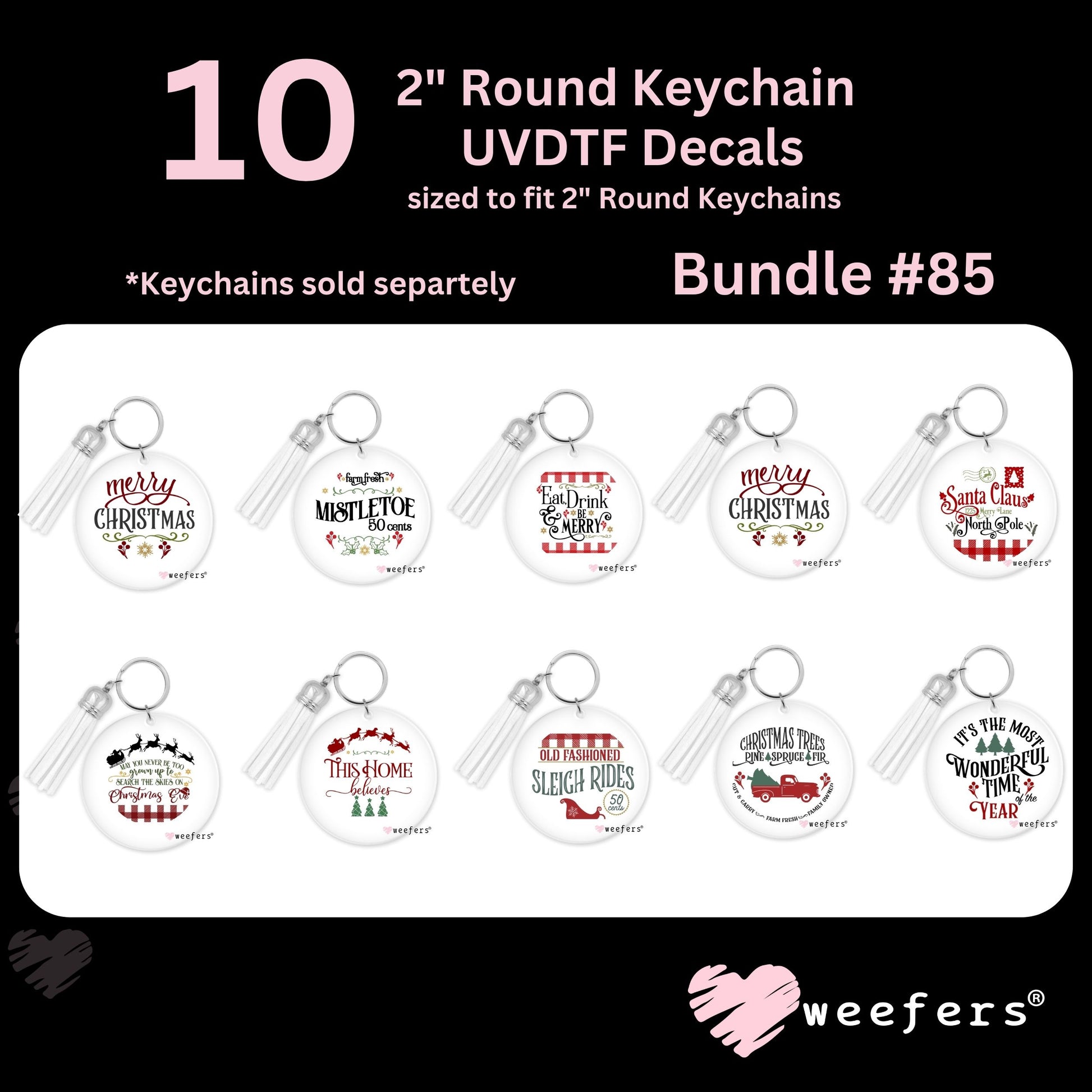 UV DTF Keychain Decal Bundle - Christmas