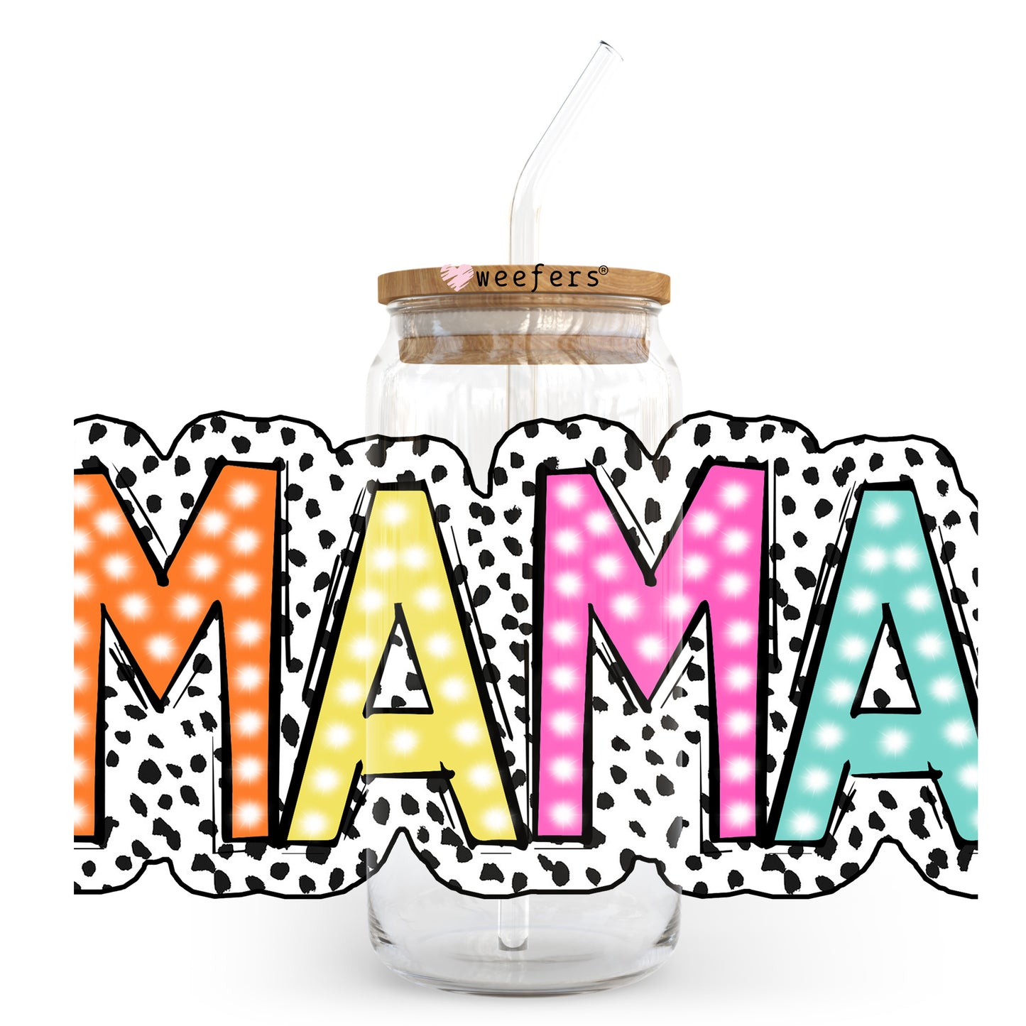 Mama Polka Dots 20oz Libbey Glass Can UV DTF or Sublimation Decal - Weefers