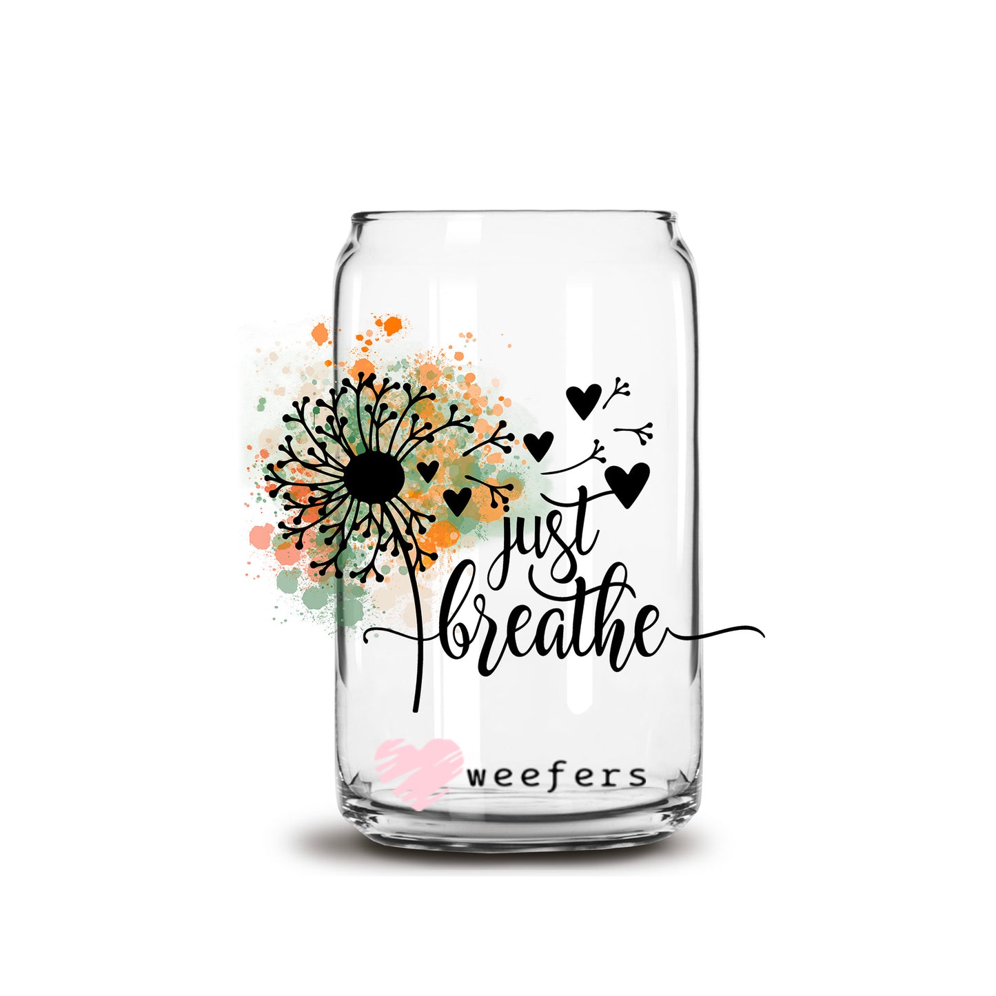 Just Breathe Fall 16oz Libbey Glass Can UV DTF or Sublimation Wrap - Decal - Weefers