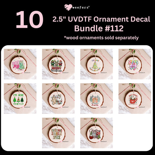 Christmas Ornament Bundle #112 UV DTF Decal Transfers Set of 10