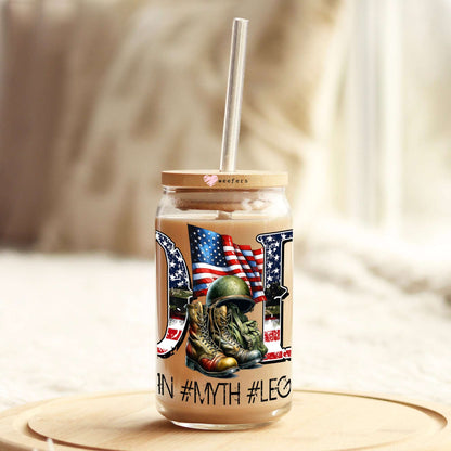 American Dad Veteran Patriot 16oz Libbey Glass Can UV DTF or Sublimation Wrap Transfer - Weefers